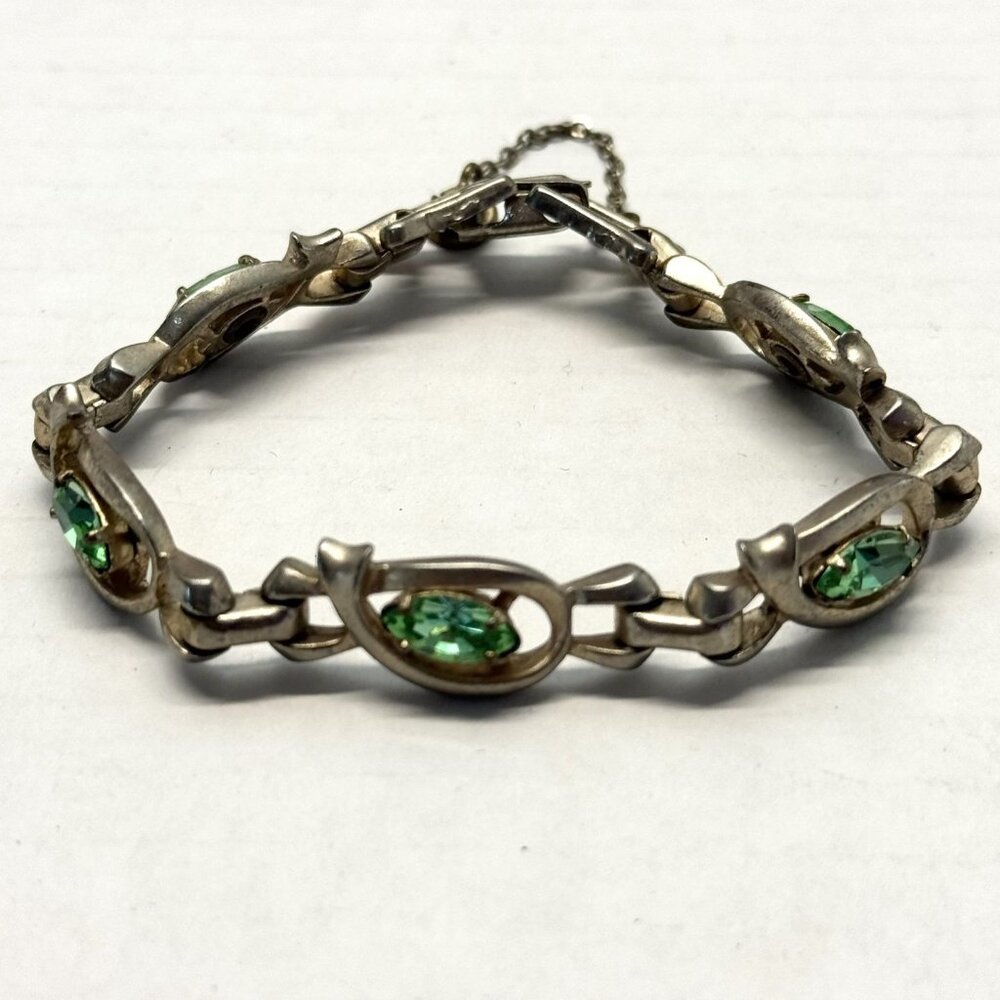 Vintage Barclay Green Rhinestone Bracelet
